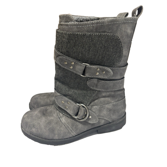 Rampage Jennis Women's 8 Gray Side Zip Mid Calf Boots Winter Cozy Biker Sexy - Picture 3 of 9